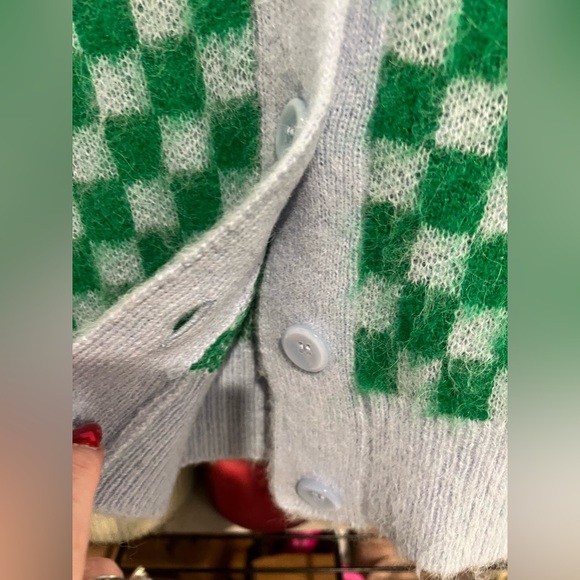 J. Crew Checkered V-neck Cardigan, MED NWOT - Picture 5 of 7